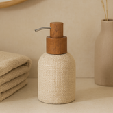 Porta Sabonete Líquido em Poliresina Linen Bege 250ml